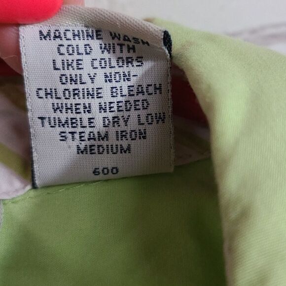 Duck Head Petite PS Lime Green Button Down Shirt Stripe Cuffs Summer Casual Top - Picture 7 of 8